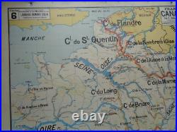 Ancienne carte scolaire France Canaux Fleuve N° 6 Affiche