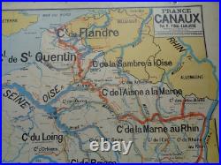 Ancienne carte scolaire France Canaux Fleuve N° 6 Affiche