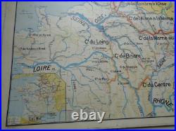 Ancienne carte scolaire France Canaux Fleuve N° 6 Affiche