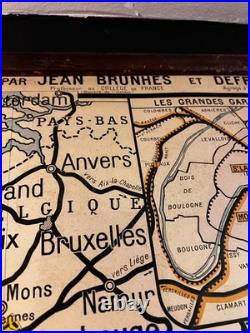 Ancienne carte scolaire France Chemins de fer & Voies navigables 120×100 cm