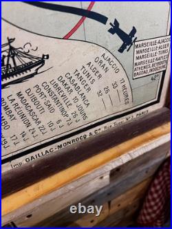 Ancienne carte scolaire France Chemins de fer & Voies navigables 120×100 cm