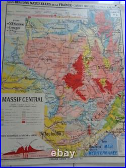 Ancienne carte scolaire France. Massif Central. Auvergne. Rhone. Midi N° 2