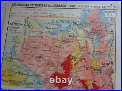 Ancienne carte scolaire France. Massif Central. Auvergne. Rhone. Midi N° 2