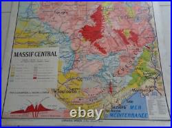 Ancienne carte scolaire France. Massif Central. Auvergne. Rhone. Midi N° 2