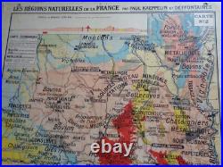 Ancienne carte scolaire France. Massif Central. Auvergne. Rhone. Midi N° 2