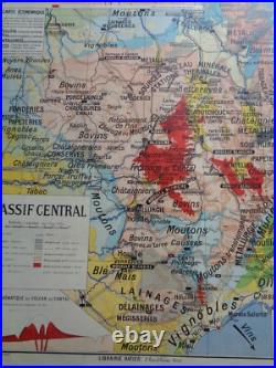 Ancienne carte scolaire France. Massif Central. Auvergne. Rhone. Midi N° 2