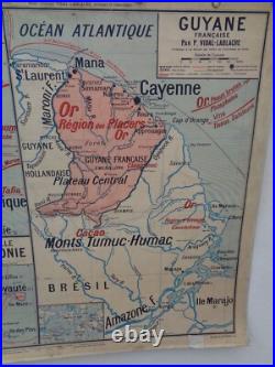 Ancienne carte scolaire Guyane. Nouvelle Calédonie. Antilles. Martinique N 37