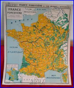Ancienne carte scolaire Hatier N°30 FRANCE AGRICOLE/FORETS BRUNHES TYPE VIDAL