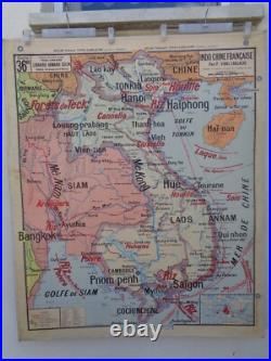 Ancienne carte scolaire -Indochine. Siam. Cambodge. Saigon Madagascar N 36