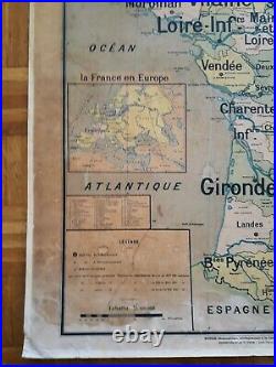 Ancienne carte scolaire Vidal Lablache, A. Colin, 4 France départements