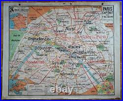 Ancienne carte scolaire Vidal-Lablache n°24, 1958 Paris capitale / Environs