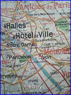 Ancienne carte scolaire Vidal-Lablache n°24, 1958 Paris capitale / Environs