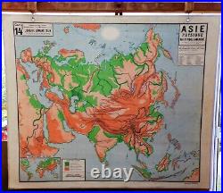Ancienne carte scolaire géographie vidal lablache Colin 14 Asie physique