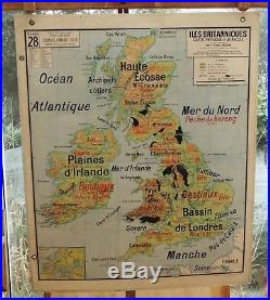 Ancienne carte scolaire géographie vidal lablache Colin 28 Iles britanniques
