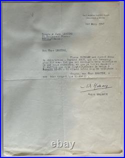 André Malraux (1901-1976) Panthéon Lettre Autographe à Jean Lescure 1947