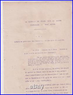 Année 1920. Tunnel sous la Manche. Jonnard. Bertin. Rapport. Tapuscrit. 52 pages