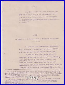 Année 1920. Tunnel sous la Manche. Jonnard. Bertin. Rapport. Tapuscrit. 52 pages