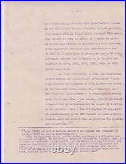 Année 1920. Tunnel sous la Manche. Jonnard. Bertin. Rapport. Tapuscrit. 52 pages