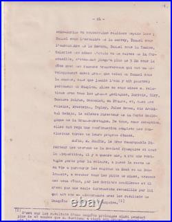 Année 1920. Tunnel sous la Manche. Jonnard. Bertin. Rapport. Tapuscrit. 52 pages