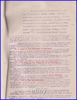 Année 1920. Tunnel sous la Manche. Jonnard. Bertin. Rapport. Tapuscrit. 52 pages