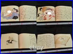 Antique Japon Shunga Papier Photo Sur Livre Ukiyoe Erotique Bloc de Bois