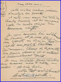 Antoine BOURDELLE lettre autographe signée Hiérarchie du cocuage Charles Fourier