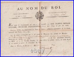 Aout 1814. Duchesse d' Angoulème. Décoration. Lys. Garde Nationale. Chalon. 71