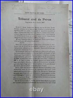 Archive 1897/reparation Roue du Moulin a Soie de ROUVEYRE/tribunal civil PRIVAS