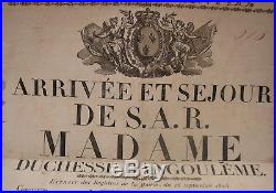Arrivée et séjour de S. A. R. MADAME DUCHESSE DANGOULÊME. Affiche Nantes. 1823