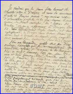 Auguste DORCHAIN beau manuscrit 4 pages passion de la lecture jeune fille pauvre