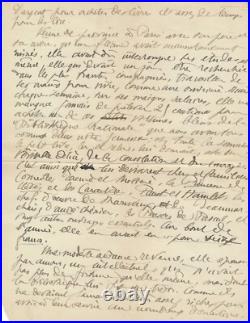 Auguste DORCHAIN beau manuscrit 4 pages passion de la lecture jeune fille pauvre
