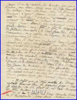Auguste DORCHAIN beau manuscrit 4 pages passion de la lecture jeune fille pauvre