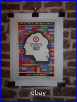 Authentique Affiche Ancienne Paris 1937 Arts Et Techniques