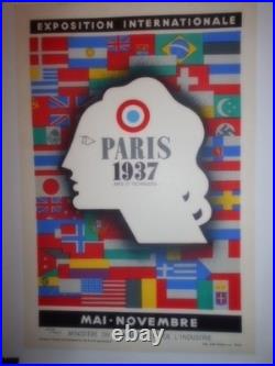 Authentique Affiche Ancienne Paris 1937 Arts Et Techniques