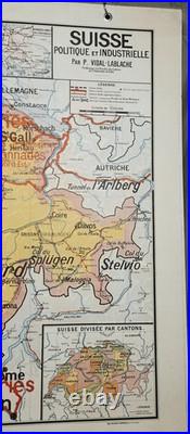 Authentique et superbe carte Scolaire Ancienne Vidal-Lablache N°26 Suisse