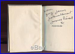 Autographe Dédicace Envoi de JACQUES PRÉVERT sur Editions Numerotée PAROLES 1948