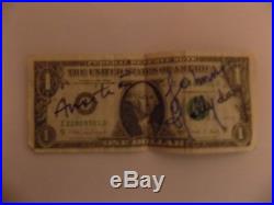 Autographe Dédicace JOHNNY HALLYDAY sur Billet de Banque Dollar Las Vegas 1996