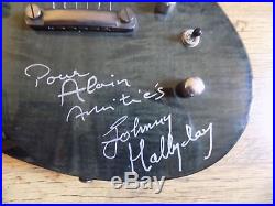 Autographe Guitare JOHNNY HALLYDAY dédicace signée àla main en personne HALLYDAY