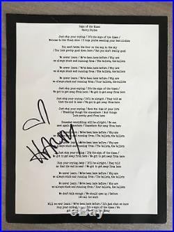 Autographe Harry Styles Signed Lyrics VIP1
