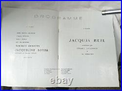 Autographe Jacques Brel sur programme gala des Etoiles 16 juin 1961