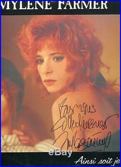 Autographe ORIGINAL de MYLENE FARMER sur Pochette LP 33T 1987 + Billet Concert