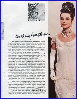Autographe ORIGINAL de l'Actrice AUDREY HEPBURN sur double pages MY FAIR LADY