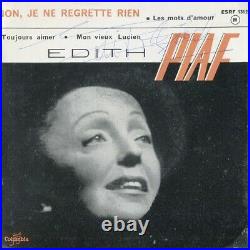 Autographe ORIGINAL de la Chanteuse EDITH PIAF sur face de pochette seule 45T