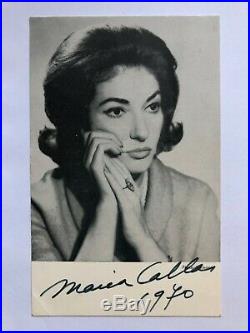 Autographe original de Maria Callas Carte dédicacée Signed