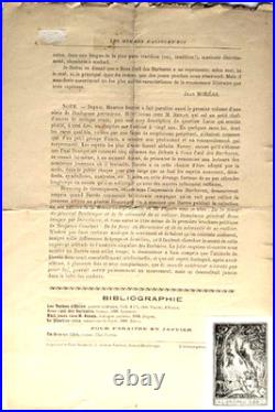 BARRES (Maurice) Lettres l'une de jeunesse, l'autre à Finot et Lettre de MORES