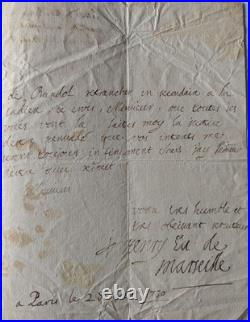 BELZUNCE évêque de Marseille, autographe signée au sujet du provicaire de Bandol