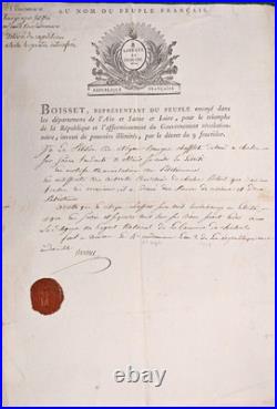BOISSET représentant du peuple, Macon 25 sept. 1794 Au nom du peuple français
