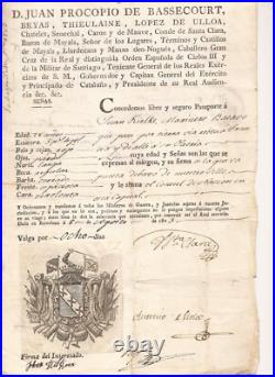 Barcelone 1803 Document Juan Procope De Bassecourt Legation Batave Dunkerque