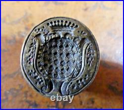 Beau Sceau Cachet Epoque 17em Siecle Avec Armoiries Fort Relief