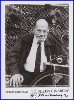 Beau portrait d'Allen Ginsberg par Robert Franck. Autographe d'Allen Ginsberg